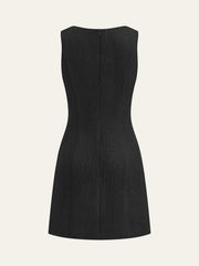 Tweed Sleeveless Button Mini Dress